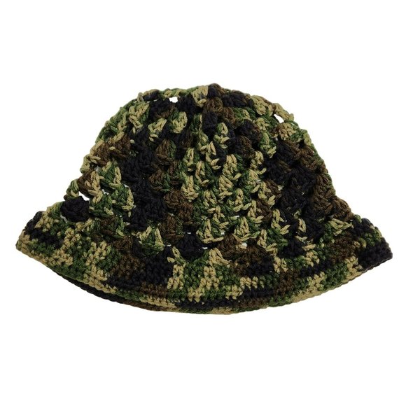 Bucket Hat granny handknit colorful camo earthy - Picture 3 of 8